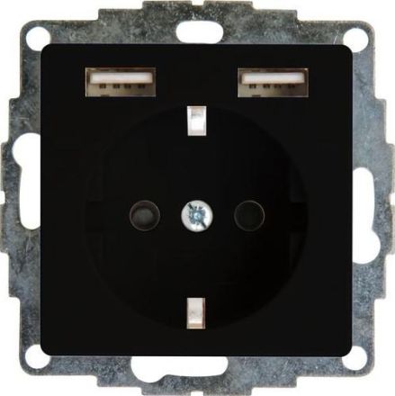 Kopp 296250006 HK07 with 2 USB charging sockets black matt SCHUKO socket