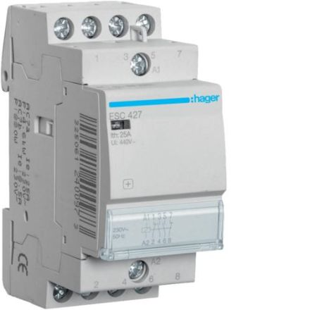 Hager ESC427 25A 2 NO 2 NC 230V installation contactor
