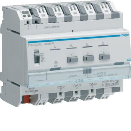 Hager TYA663AN universal dimming actuator 3-way KNX 3x300W ESL/LED