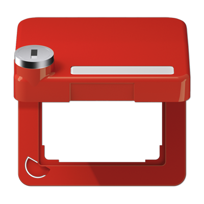 Jung CD590BFKLSLRT hinged cover with return spring, with label field, thermoplastic, CD series, red