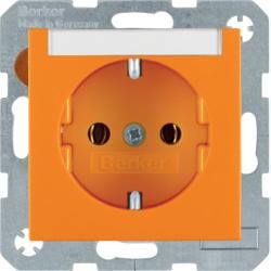 Berker 47501907 SCHUKO socket with labelling field orange, matt Berker S.1/B.3/B.7