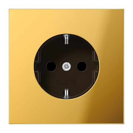 Jung GO1520KI SCHUKO socket, 16 A 250 V ~, integrated increased contact protection, SAFETY+, metal gold-coloured PVD-coated, LS series, gold-coloured
