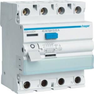 Hager CDA440DY 4P 6kA 40A 30mA Type A residual current circuit breaker