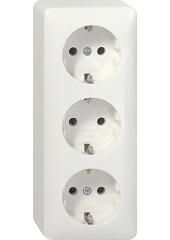 Gira 078913 SCHUKO socket 3-way surface-mounted pure white