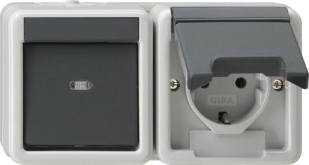 Gira 417730 combi outlet horizontal KD WG AP gr socket SCHUKO