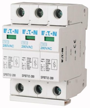 Eaton SPBT12-280/3 TN-C 3-pole lightning current surge arrester set, 158330