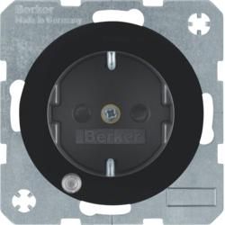 Berker 41102045 SCHUKO socket with control LED black, glossy Berker R.1/R.3