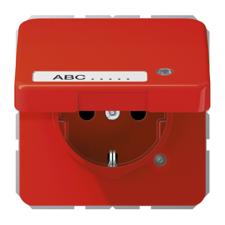 Jung CD1520NAKLKORT SCHUKO socket, 16 A 250 V ~, without claws, with function display, with label field, integrated increased contact protection, SAFETY+, hinged lid, The