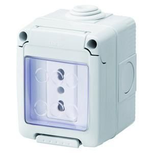 Gewiss GW27841 System socket 2P+PE 16A Ita IP55 surface-mounted housing