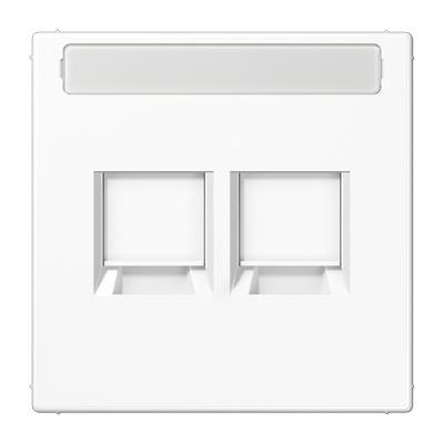 Jung LS1969-2NAATWW cover (latched) for modular jack sockets 2-way, Avaya, with label field, thermoplastic, LS series, alpine white