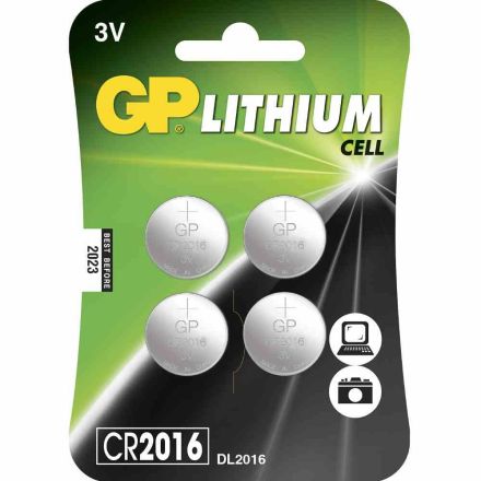 GP 0602016C4 Lithium button cell CR2016 3 V, blister pack of 4