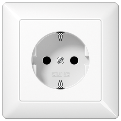 Jung AS1521WW SCHUKO socket, 16 A 250 V ~, screw terminals, with frame, Duroplast, AS series, alpine white