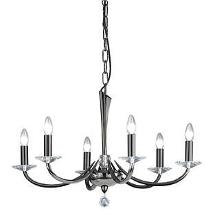 Brumberg 859026 pendant light, black chrome E14 6x40W max.