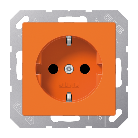 Jung ABA1520BFKIO SCHUKO socket, 16 A 250 V ~, integrated increased contact protection, SAFETY+, thermoplastic antibacterial, AS series, orange (for ZSV)