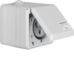 Berker 578401 CEE socket 3-pole Ap 32 A with hinged cover light grey Connection systems