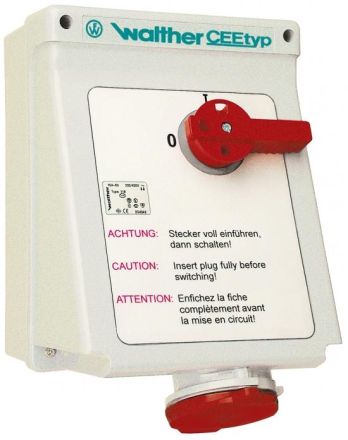 Walther AE160 63A 5-pin 400V 6h IP44 wall socket