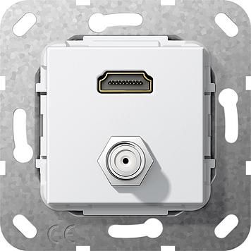 Gira 567503 HDMI, SAT F-socket Gender Changer insert pure white