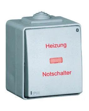 EFAPEL TWO-POLE SWITCH WITH "HEIZUNG NOTSCHALTER" GR