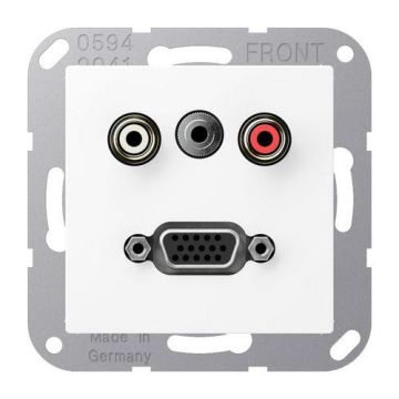 Jung MAA1072WWM multimedia connection system Cinch audio / mini jack 3.5 mm / VGA, Series A, snow white matt