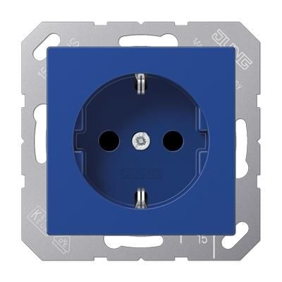 Jung A1520BFKIBL SCHUKO socket, 16 A 250 V ~, integrated increased contact protection, SAFETY+, thermoplastic, AS/A series, blue