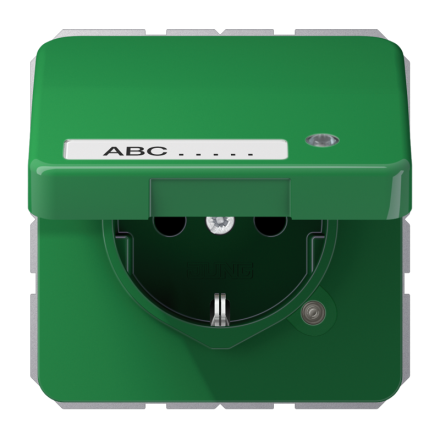 Jung CD1520NAKLKOGN SCHUKO socket, 16 A 250 V ~, without claws, with function display, with label field, integrated increased contact protection, SAFETY+, hinged lid, The