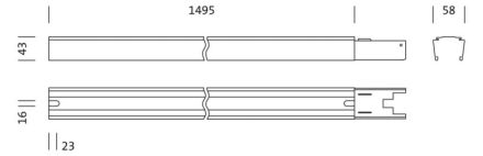 Siteco 5TR10170Q Modario 1 length L:1495mm 7x2.5 ws trunking rail