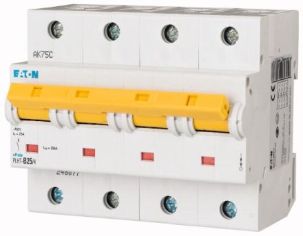 Eaton PLHT-D25/4 miniature circuit breaker, 25A, 4p, D-char, 248095