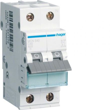 Hager MCN540 circuit breaker 1-pole+N C40A 6kA 2M