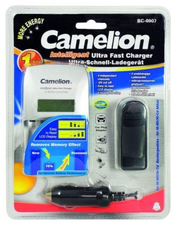 Hückmann 135452 Camelion BC-0907 incl. 12V car adapter quick charger