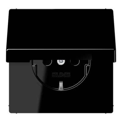 Jung LS1521KLSW SCHUKO socket, 16 A 250 V ~, screw terminals, hinged cover, Duroplast, LS series, black