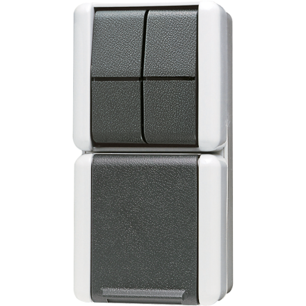 Jung 875W SCHUKO® socket 16 A 250 V ~ with series switch 10 AX 250 V ~, 16 A 250 V ~, IP 44, WG 800