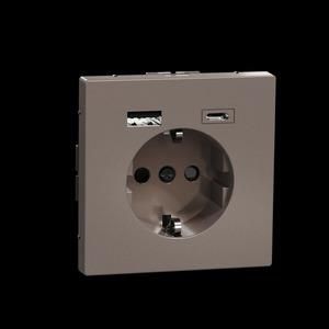 MERTEN MEG2367-6052 USB A+C 3A Mocca Metallic System Design Socket SCHUKO