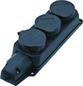 Bachmann 381.109 3-way power strip with cover IP44