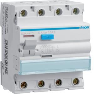 Hager CDA441D residual current circuit breaker 4-pole 40/0, 3A