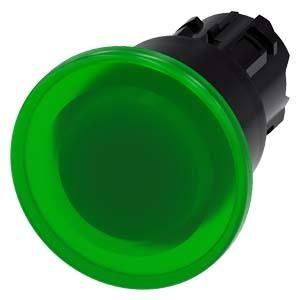 Siemens 3SU1001-1BA40-0AA0 mushroom pushbutton illuminated 22mm round green 40mm