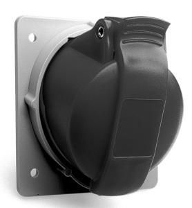 ABB Stotz-Kontakt 316RAM7, panel-mounted socket, 16 A, IP44 7h, 3P+E, 480-500 V, 50+60Hz, black, 2CMA170013R1000