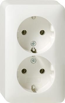 Gira 078013 double SCHUKO surface-mounted pure white