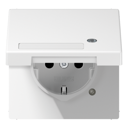 Jung LS1520NAKLKOWW SCHUKO socket, 16 A 250 V ~, with function display, with label field, integrated increased contact protection, SAFETY+, hinged lid, thermoplastic, series