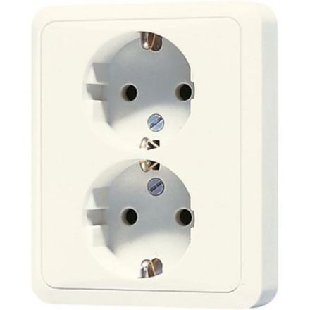 Jung 5022U SCHUKO® double socket, 16 A 250 V ~, screw terminals, Duroplast, CD series, white