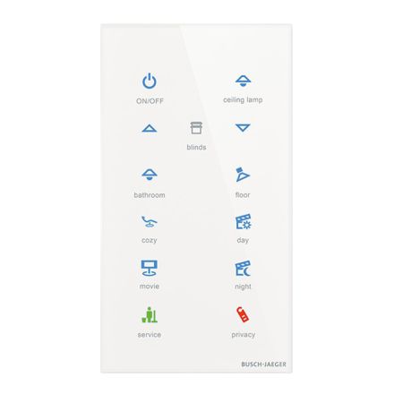 BUSCH-JAEGER TB/U12-CG KNX pushbutton sensor Premium tacteo | 12-fold, vertical | glass white | 157x86mm