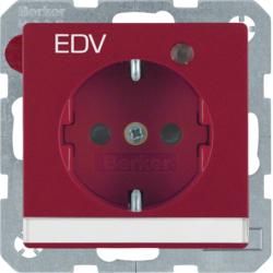 Berker 41106015 SCHUKO socket with control LED, red label field including Berker Q.1/Q.3