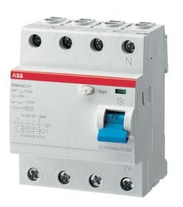 ABB Stotz-Kontakt F204 A-80/0.03 110V, F204A-80/0.03 FI switch type A 110V RCCB, 4P, 80A, 30mA, for 110V AC mains, 2CSF204199R1800