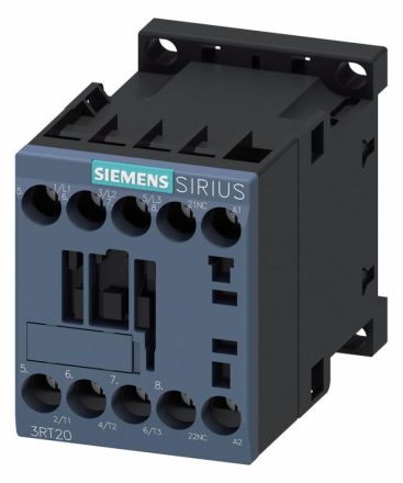 Siemens 3RT2016-1AK22 AC-3 4kW/400V 1NC AC 120V 50/60Hz 3p. S00 contactor