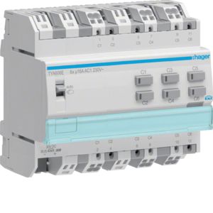 HAGER TYA606E KNX universal actuator | 6-way, 16 A, C-load with current detection