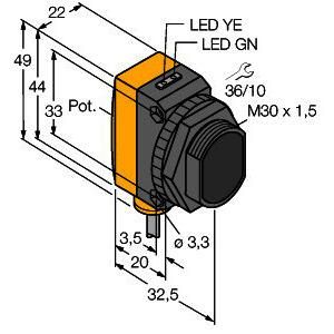 Turck 3072604 QS30D diffuse reflection sensor