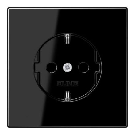 Jung LS1520NKISW SCHUKO socket, 16 A 250 V ~, without claws, integrated increased contact protection, SAFETY+, Duroplast, LS series, black