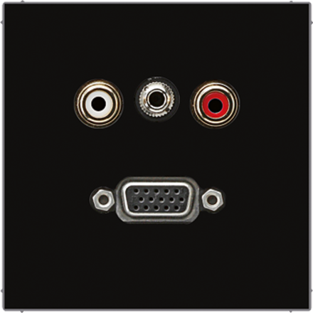 Jung MALS1072SW multimedia connection system Cinch audio / mini jack 3.5 mm / VGA, LS series, black
