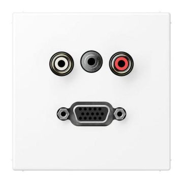 Jung MALS1072WWM multimedia connection system Cinch audio / mini jack 3.5 mm / VGA, LS series, snow white matt