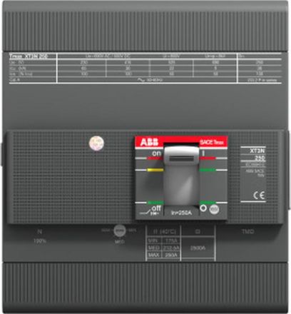ABB Stotz-Kontakt XT3S 250 TMD 125-1250 4p FF InN=50% , XT3S 250 TMD 125-1250 4P FF IN=50% Compact circuit breaker Tmax XT3 , 1SDA068225R0001