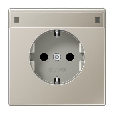 Jung ES1520KINAPL central plate for SCHUKO® sockets with label field, integrated increased contact protection, SAFETY+, LS series, stainless steel